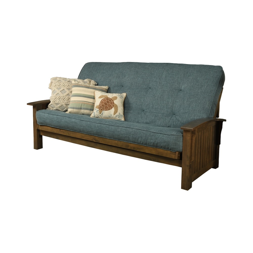 Somette Washington Queen-size Futon Set in Rustic Walnut Finish with Linen Mattress