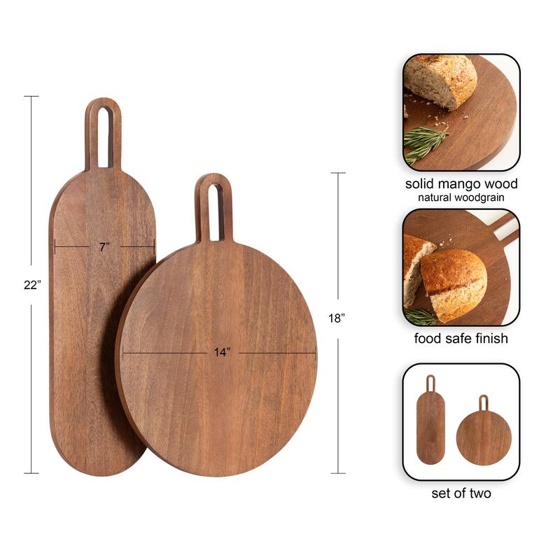 Kate and Laurel Staven 2 Piece Wood Serving Board Set