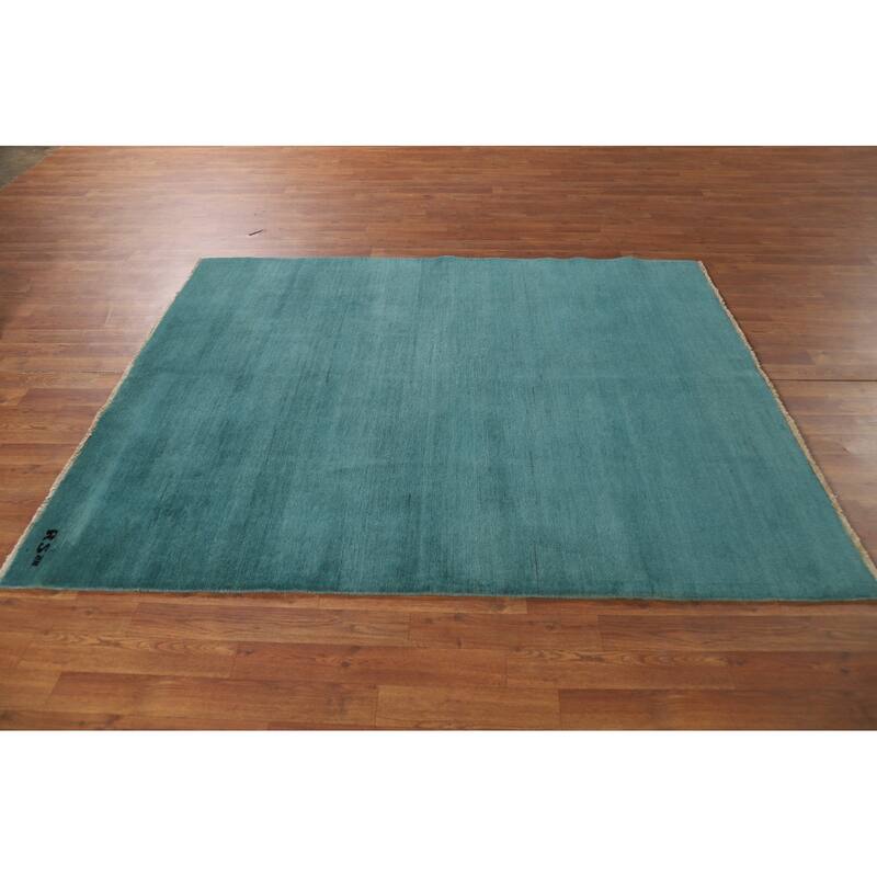 Turquoise Blue Modern Gabbeh Oriental Area Rug Handmade Wool Carpet - 5'1" x 6'6"