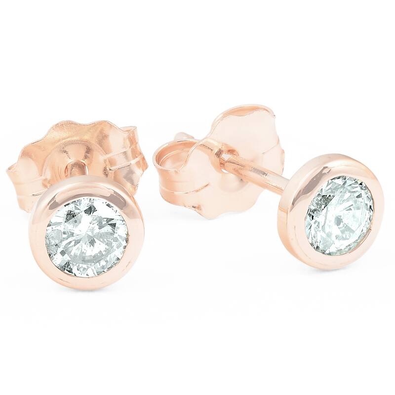 Bliss Diamond 1/3 ctw Rose Gold Diamond Bezel Martini Stud Earrings