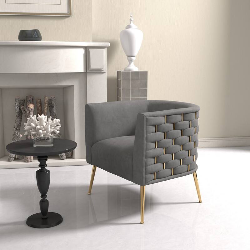 SEYNAR Mid-Century Modern Velvet Round Accent Chair for Living Room