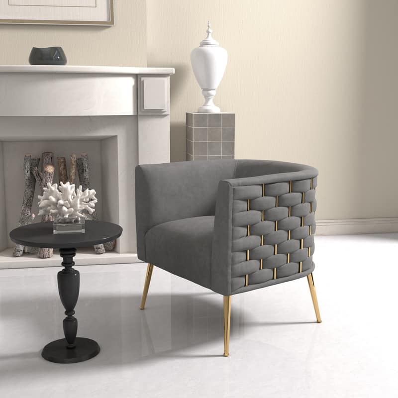 Mid-Century Modern Velvet Round Accent Chair for Living Room