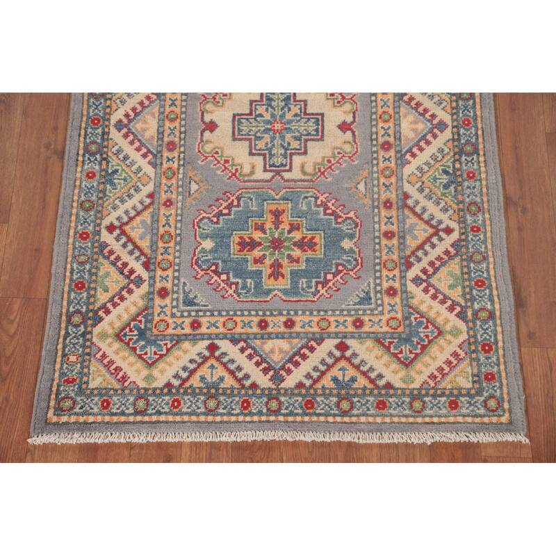 Geometric Kazak Oriental Foyer Rug Handmade Traditional Wool Carpet - 2'9" x 4'1"