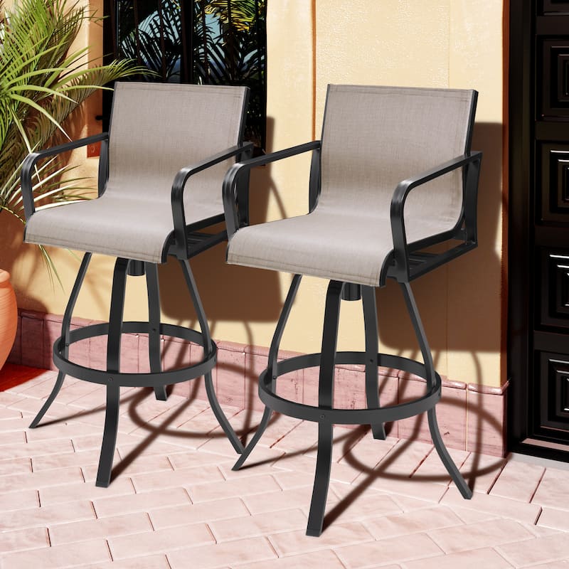 Pellebant Outdoor Aluminum Swivel Barstool Patio Bar Stools with Sunbrella Fabric - 18.31"Lx18.31"Wx43.31"H - AUGUSTINE ASHE