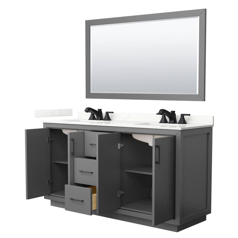 Wyndham Collection WCF111166D-QTZ-US3M58 Icon 66" Free Standing Double