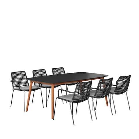 Midtown Concept Kazan Indoor Dining Room Table Set Dining Set Kitchen Table with Chairs Home Decor - Black Rope Chairs