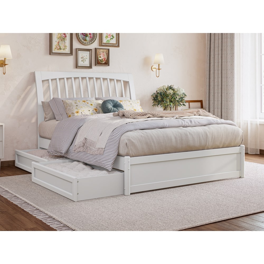 Roslyn Platform Bed with Panel Footboard and Storage Drawers