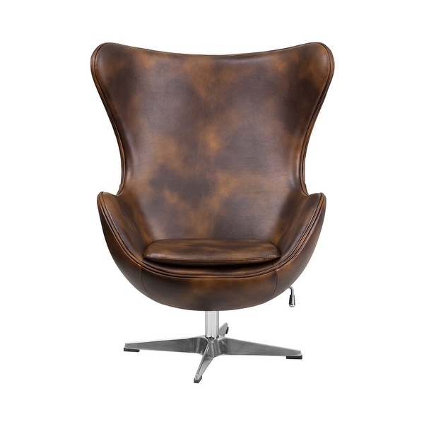 Offex Bomber Jacket Leather Egg Chair with Tilt-Lock Mechanism