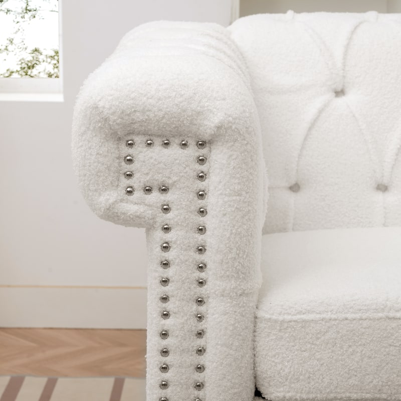 38.98" Buttons Tufted Accent Chair with Birch Legs