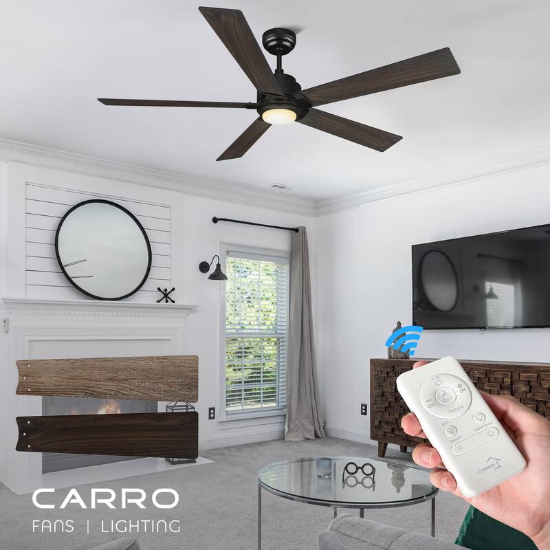 CARRO Livingston 60" 5-Blade Indoor Ceiling Fan with Light and Remote-Downrod