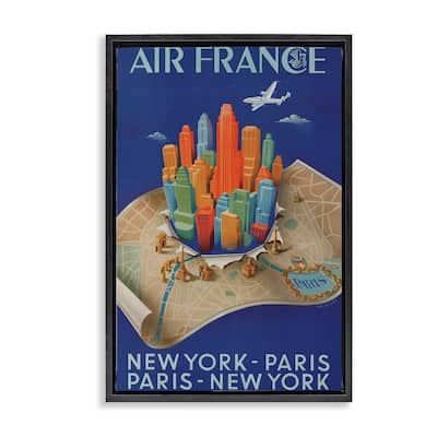 Stupell Air France Vintage Travel Framed Floater Canvas Wall Art Design By Marcus Jules