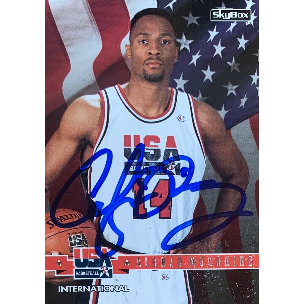 Alonzo Mourning Autographed 1994 Skybox Signed Basketball Card #1 Auto JSA COA - 8'6" x 11'6"