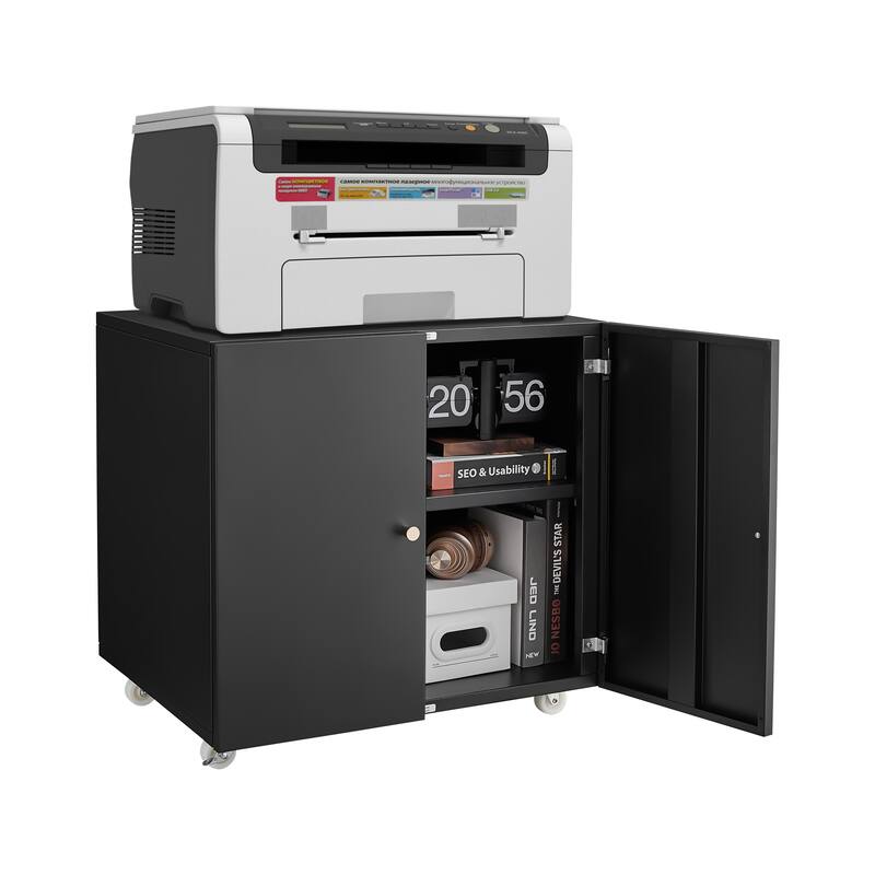 Printer Stand with Wheels, Mobile Filing Cabinet