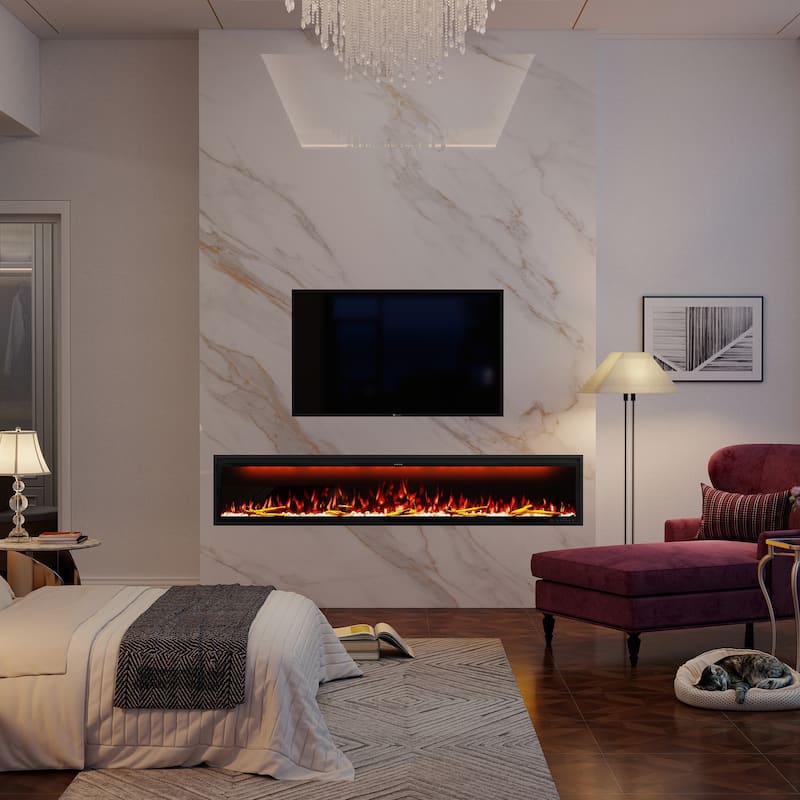 Clihome 42-88" Recessed Wall-Mounted Smart Control Electric Fireplace