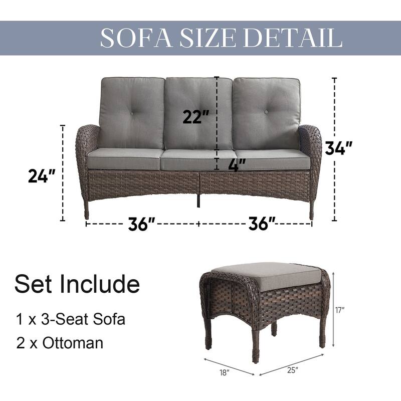 Pocassy Patio Outdoor Sofa Swivel Chairs with Ottman Table Set