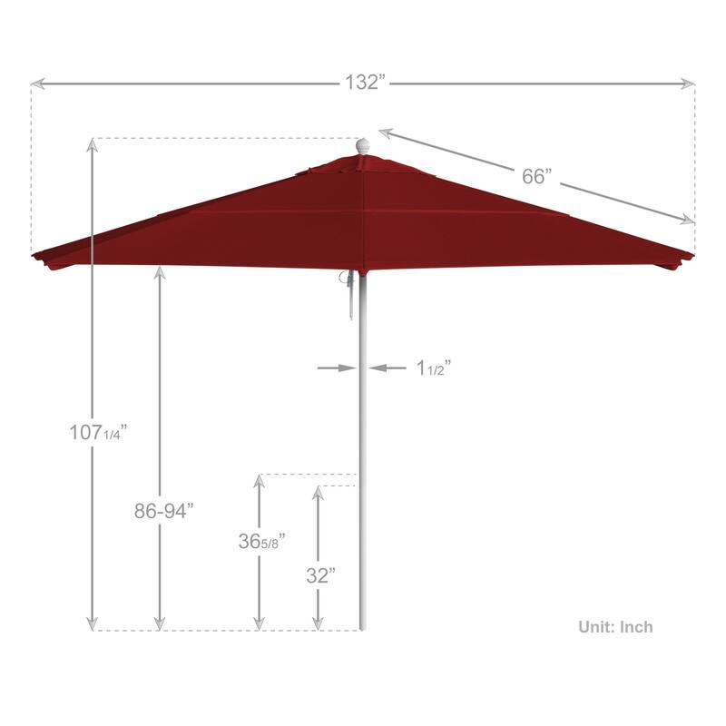 California Umbrella 11' Rd Aluminum Frame, Fiberglass Rib Market Umbrella, Push Open, White Finish, Pacifica Fabric