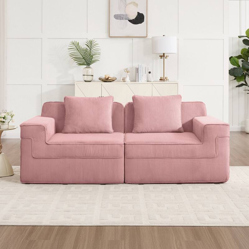 GDFStudio - Modular Corduroy Boneless Cloud 81" Loveseat with Deep Seat