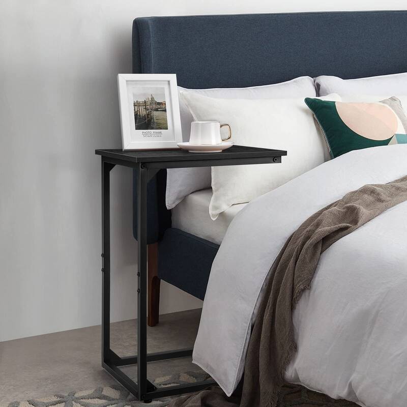 C Shaped Side Table Set of 2, C Table for Sofa, Couch Table End Table Slide Under, Snack Side Table for Living Room