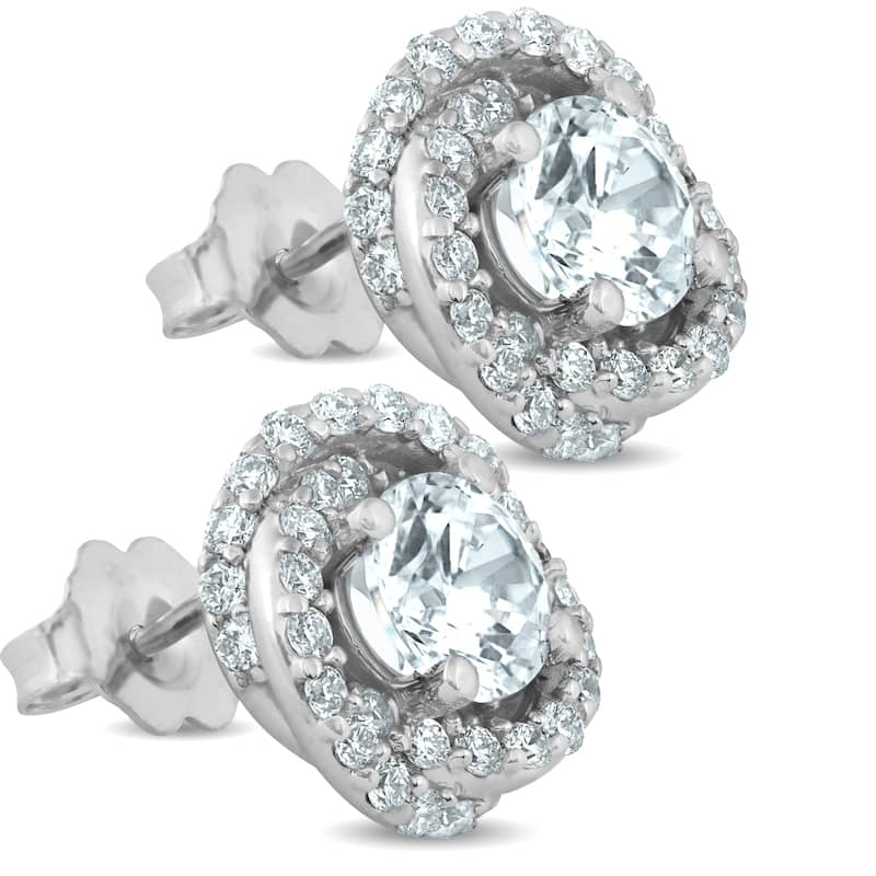 1 3/4 Ct Halo Diamond Studs Sprial 10.9mm Womens Earrings White Gold