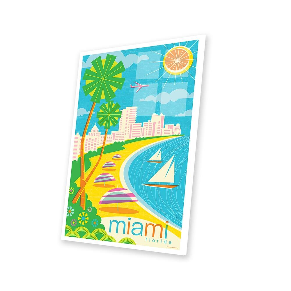 Miami Modern Travel Poster Print On Acrylic Glass by Jim Zahniser Bed