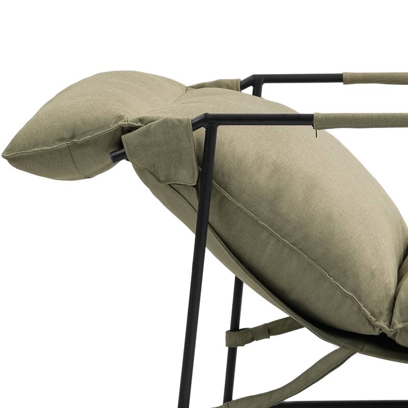Metal Framed Sling Accent Chair with Bag Cushion