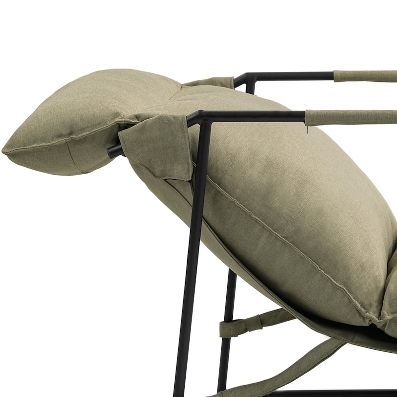 Metal Sling Accent Chair Armchair with Adjustable Headrest
