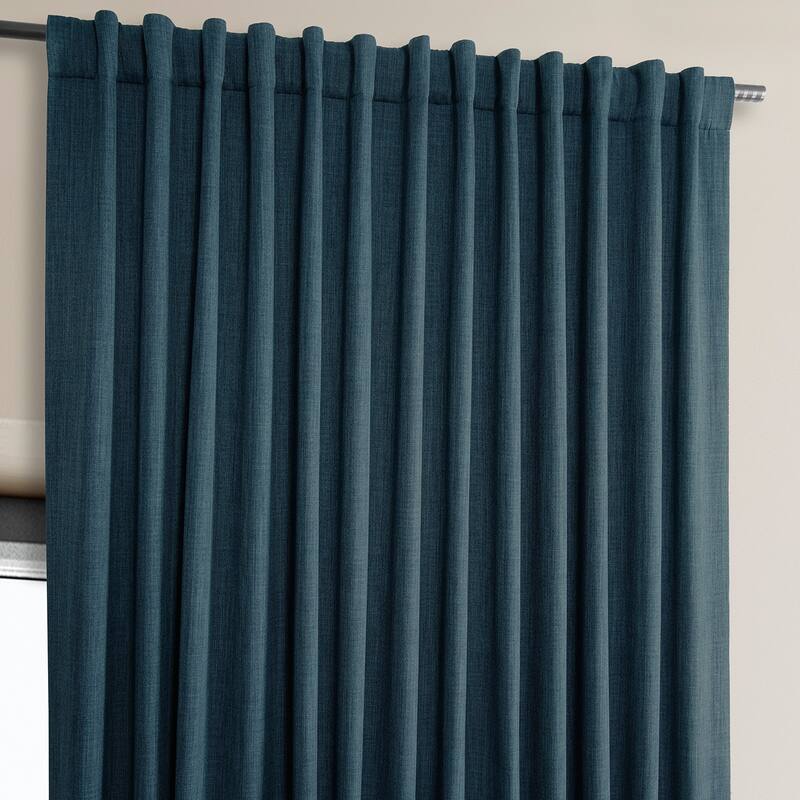 Exclusive Fabrics Faux Linen Extra Wide Room Darkening Curtain Panel
