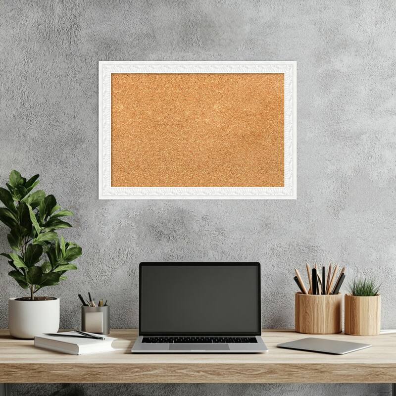 Bethany White Wood Framed Cork Board - Bulletin Board, Organization Board, Pin Board