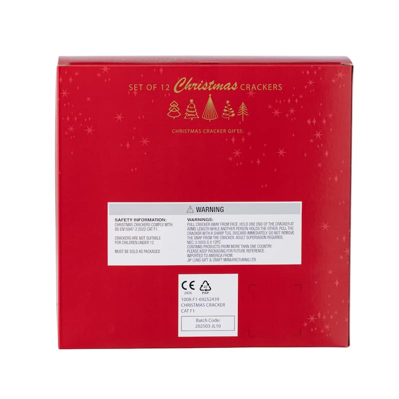 Glitzhome 12 Pack Christmas Snowflake with Bow Party Cracker with Gift Contents