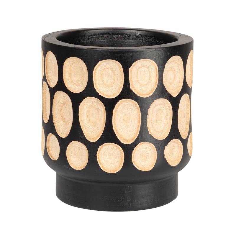 Hand-Carved Wood Planter