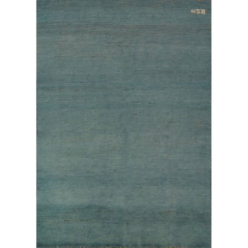Blue Gabbeh Modern Rug Handmade Wool Carpet - 3'3" x 4'10"