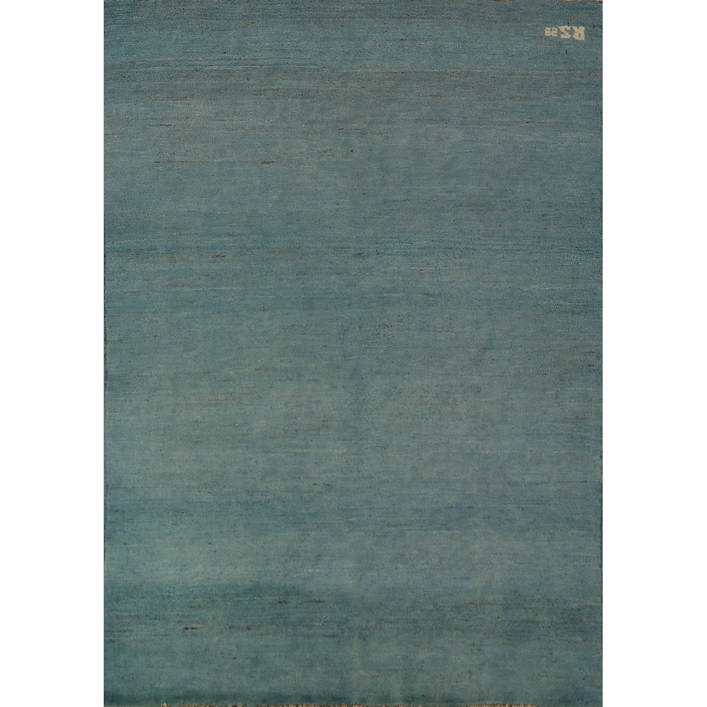 Blue Gabbeh Modern Rug Handmade Wool Carpet - 3'3" x 4'10"