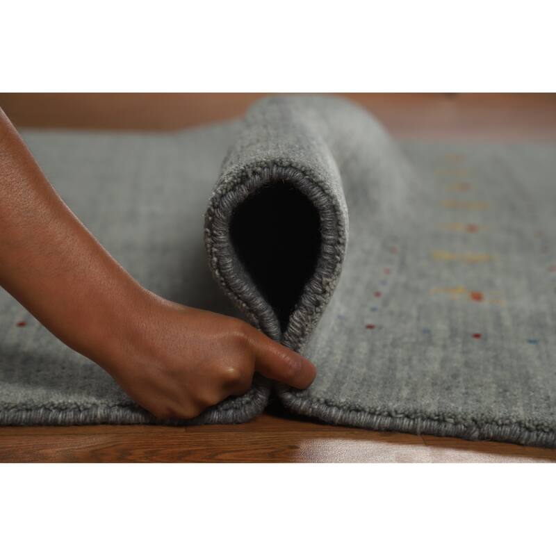 Gray Tribal Gabbeh Indian Area Rug Handmade Wool Carpet - 5'5" x 7'9"