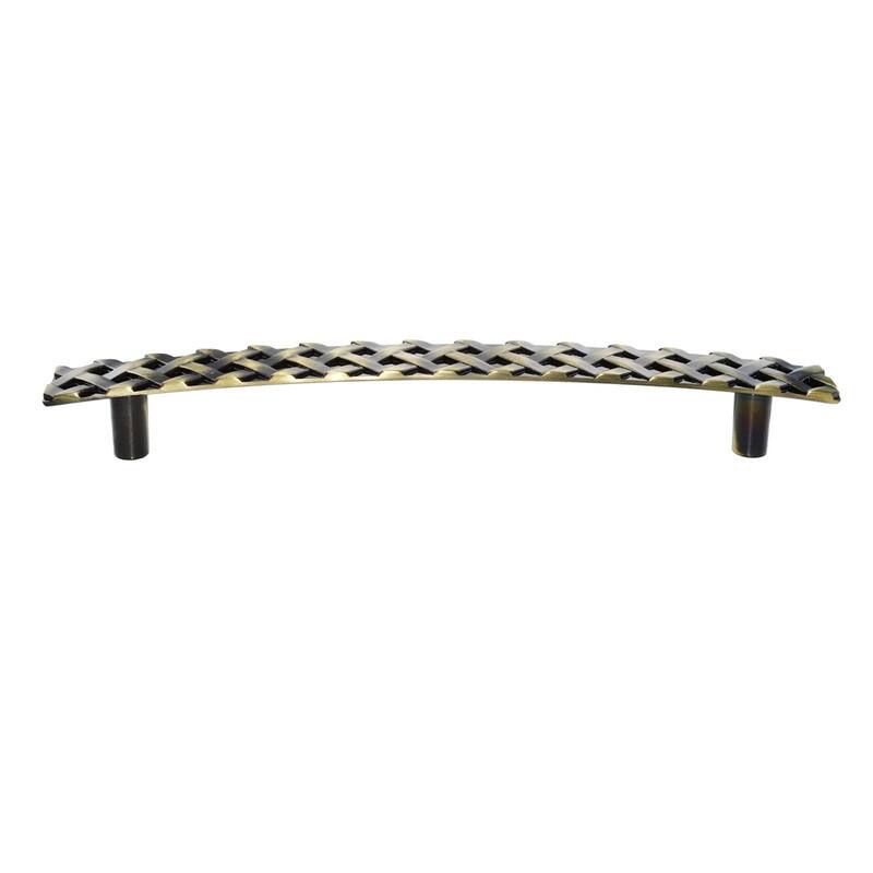 Utopia Alley Basket Weave Pull Handle - Decorative Antique Brass Cabinet Drop Pull Handles, 5.0" Center to Center