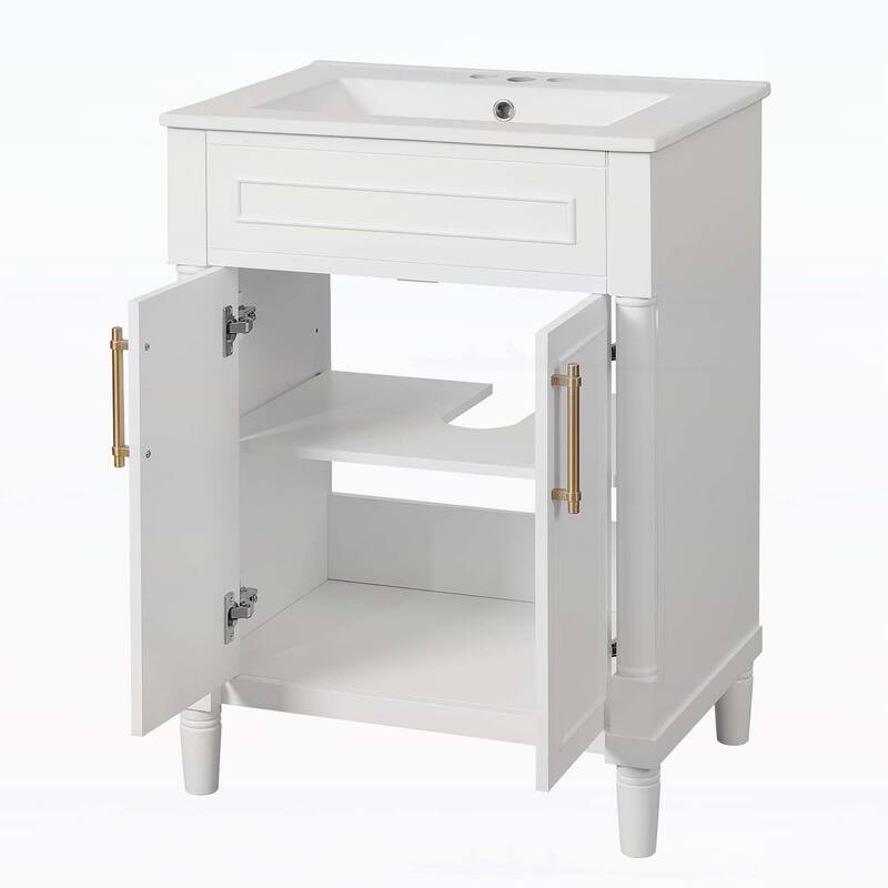24" Bathroom Vanity with Integrated Ceramic Sink
