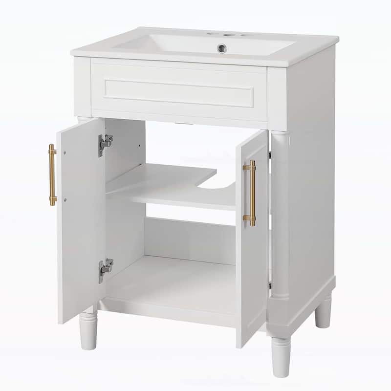 Bathroom Cabinet with 2 Doors,with Integrated Ceramic Sink