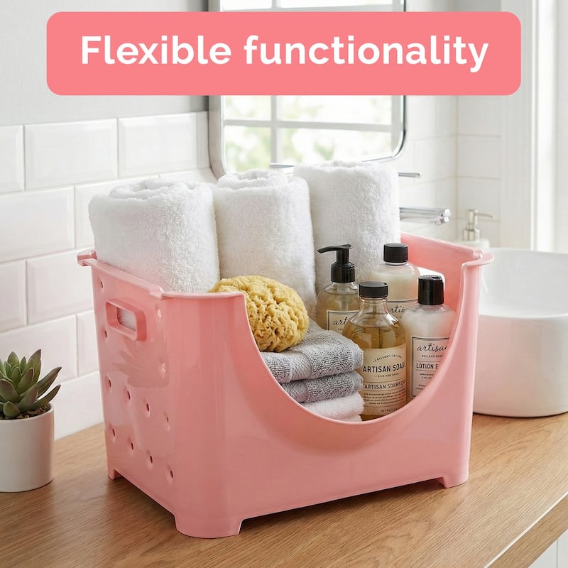 Basicwise Plastic Stackable Storage Containers