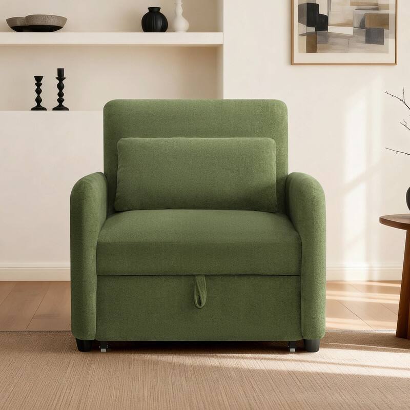 Spruce & Spring Modern Pull-Out Accent Chair Bed with Adjustable Backrest & Space-Saving Design