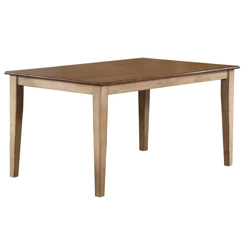 Distressed Two Tone Rectangular Wood Dining Table - 60" - Light Cream and Brown