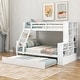 preview thumbnail 1 of 10, Convertible Twin Over Full Bunk Bed with Trundle, 12 Storage Shelves, and Safety Guardrails White