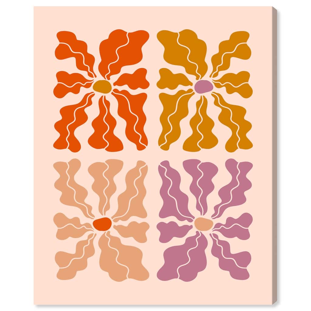 Four Flowers Poster Canvas by Art Remedy, Gallery Wrapped