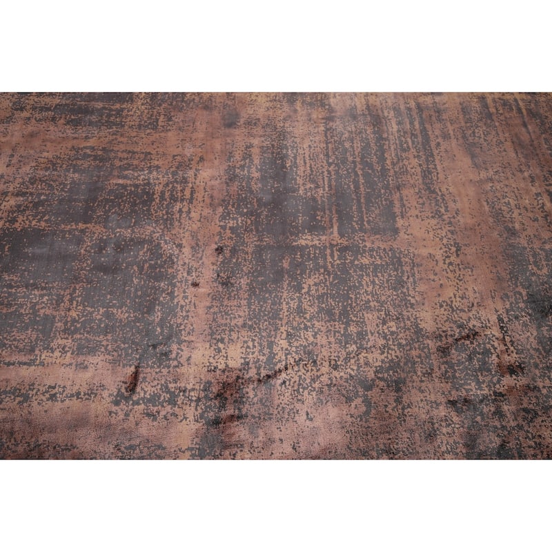 Abstract Indian Round Rug Hand-Knotted Wool Carpet - 9'2"x 9'2"