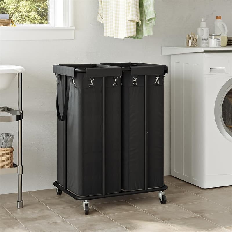 Double Laundry Hamper with Wheels 170L Rolling Laundry Basket Organizer - 22.8"L x 16.1"W x 30.3"H