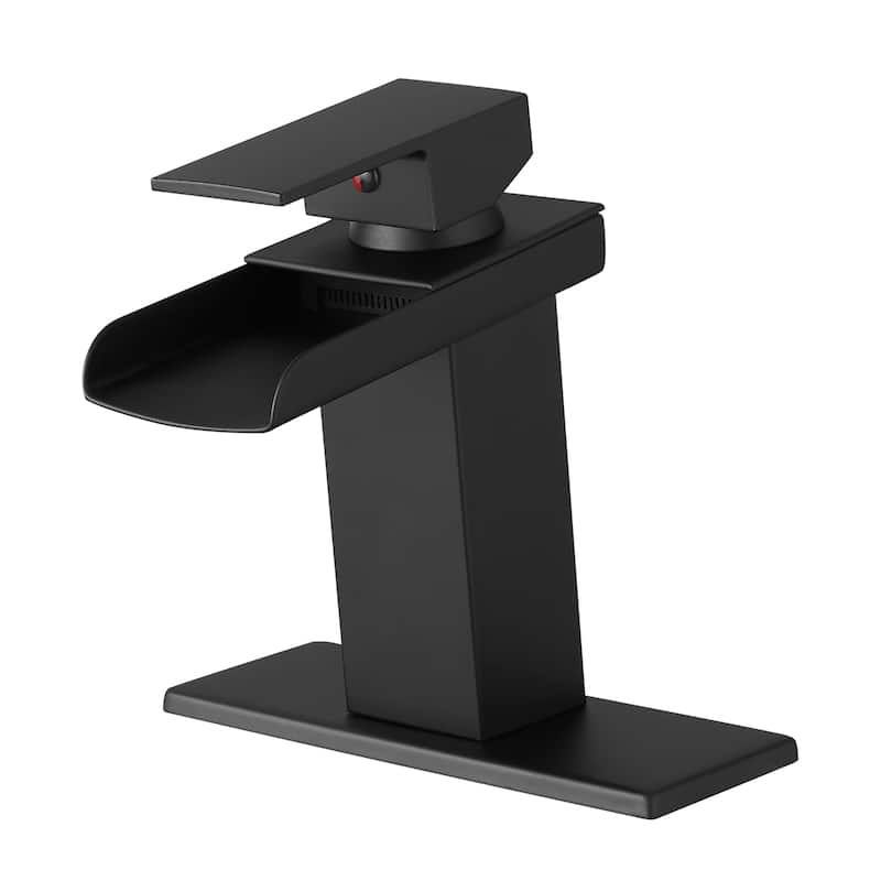Single-handle Bathroom Waterfall Sink Faucet with Deckplate