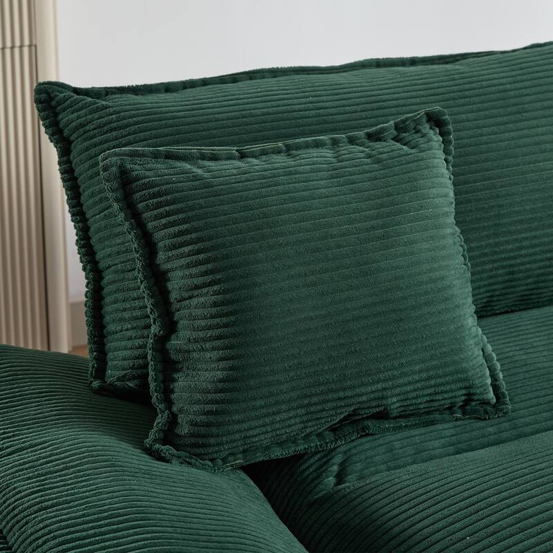 Corduroy Couch Loveseat Sofa with Pillows,Comfy Upholstered Deep Seat Sofa for Bedroom,Living Room,Office