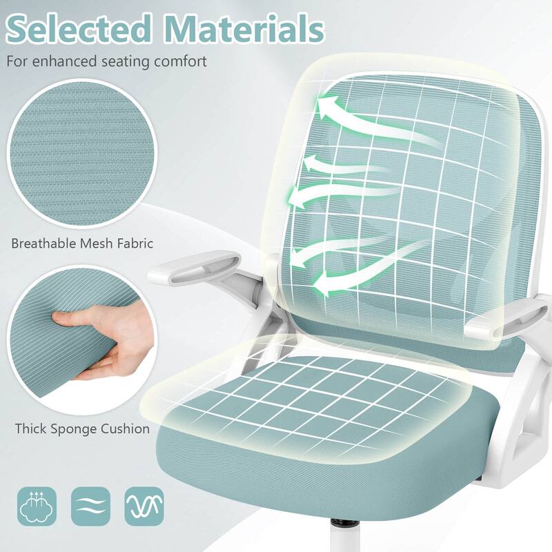 Costway Mesh Office Chair with Lumbar Support & Flip-up Arms Rolling - See Details
