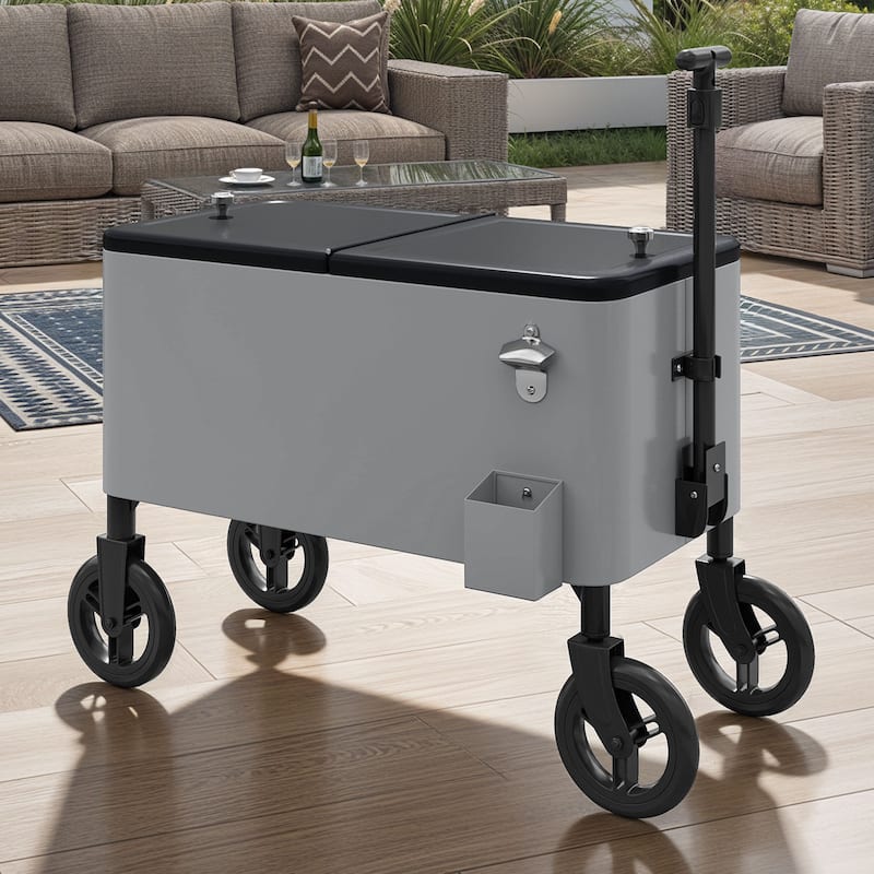 80 Quart Wagon Rolling Ice Chest - N/A