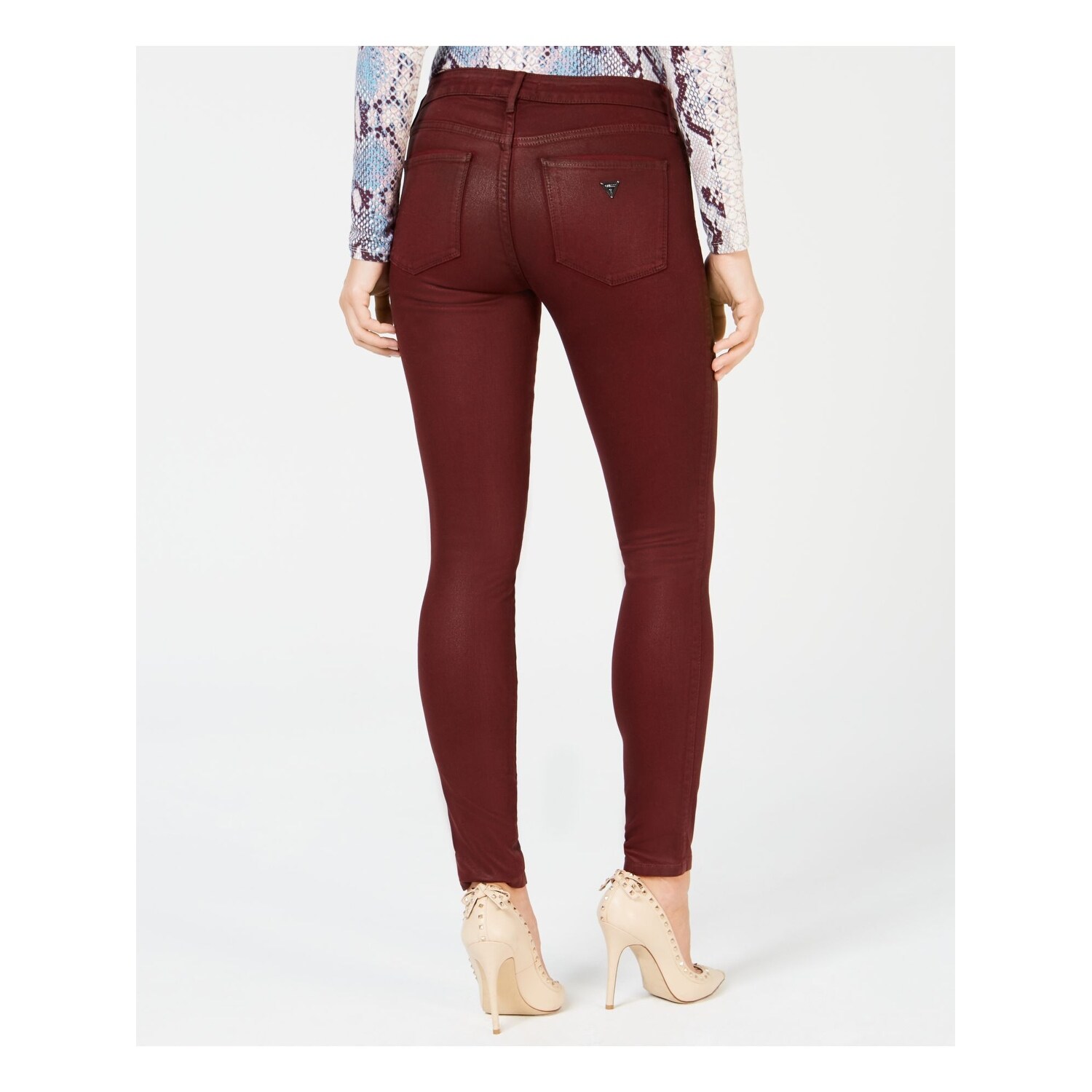 burgundy jeans womens