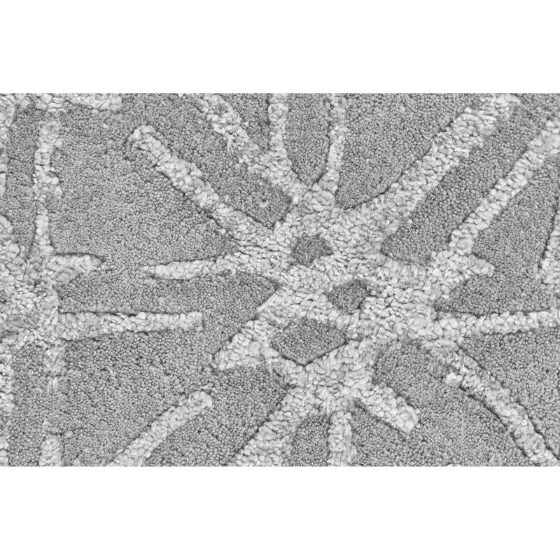 Hartford Tufted Lattice Wool Rug, Cloud Blue/Sky Gray, Area Rug - 10' x 10' Round - Cool Gray/Silver Gray/Cloud Blue