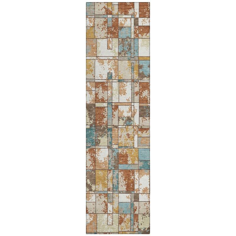 Machine Washable Indoor/ Outdoor Patchwork Chantille Rug